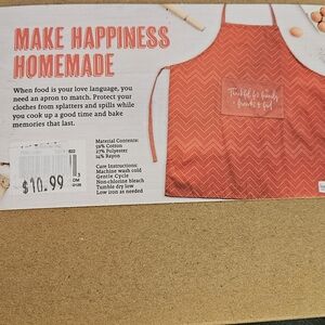 Red Kitchen Linen Apron with Chevron Pattern